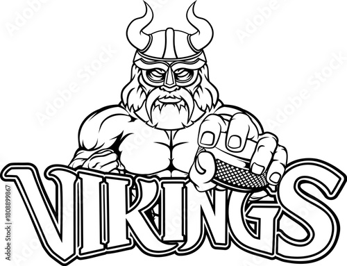 A viking man ice hockey sports team cartoon mascot