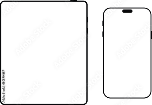 Minimal phone frame mockup with clean white outline design, offering a simple modern layout for app presentation, device preview, digital concepts, and professional interface showcase 