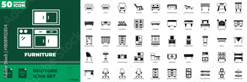 Furniture Duotone Editable Icons set