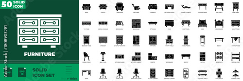Furniture Solid Editable Icons set
