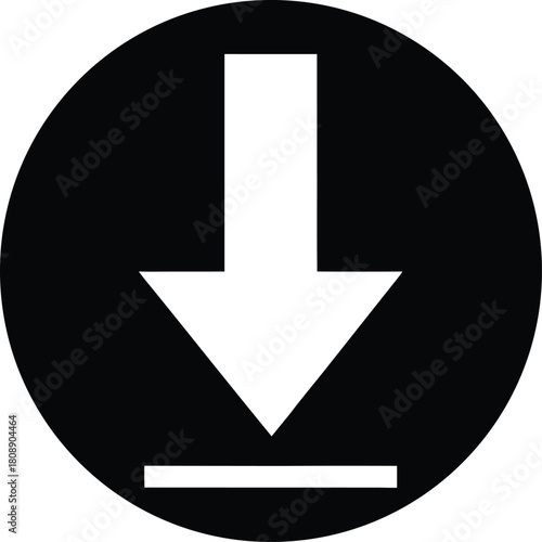 Download Icon Illustration Arrow Pointing Down Inside Circle Symbol for Data Transfer Sign Design Graphic Element Vector