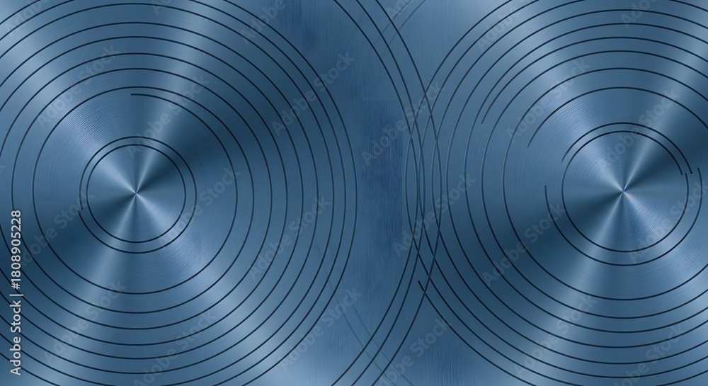 Obraz premium Blue metal texture background with concentric circles for design and wallpaper use in graphic projects on transparent background
