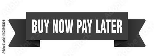 buy now pay later ribbon isolated on transparent background. buy now pay later ribbon