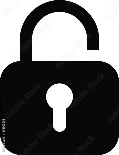 Open Lock Icon Unlock Security Access Symbol Vector Glyph Pictogram for App Interface UI UX System Protection Design Elements