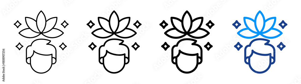 Fototapeta premium Mindfulness Icon Different Style Outline Collection Set