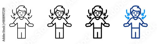 Deep Breathing Icon Different Style Outline Collection Set