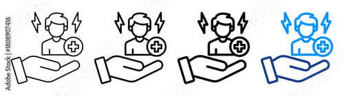 Positive Energy Icon Different Style Outline Collection Set