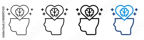 Healing Mind Icon Different Style Outline Collection Set