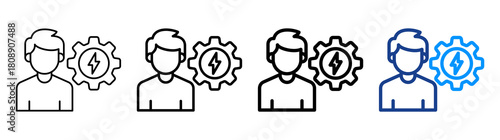Human Energy Icon Different Style Outline Collection Set