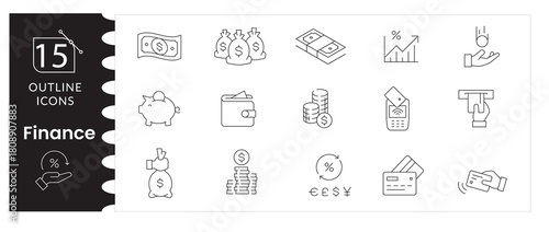 Business, Finance Icon Set, Data Analysis, Investment, Market Growth Vector Pack, Corporate Finance Illustration Collection. Strategy, Economy Financial Management, Data Analytics,Editable Stroke