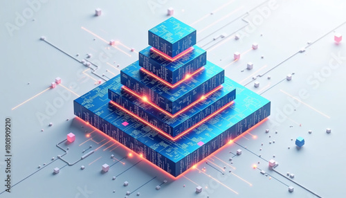 Futuristic AI Data Stream Pyramid Core