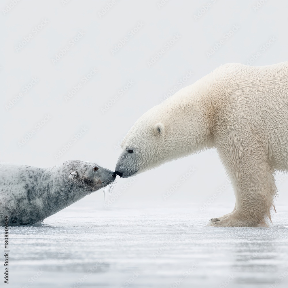 Obraz premium Bear and seal meet