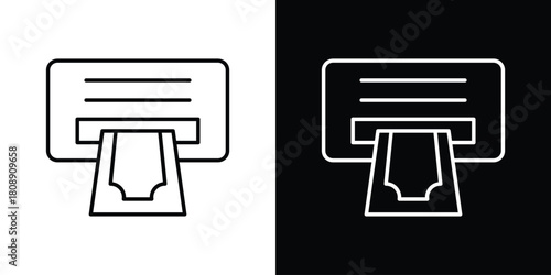 atm cash icon in line design. Editable stroke icon.