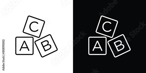 Baby ABC cubes icon in line design. Editable stroke icon.