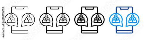 Group Chat Icon Different Style Outline Collection Set
