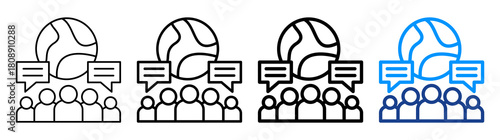 Society Icon Different Style Outline Collection Set