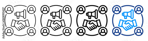 Public Relations Icon Different Style Outline Collection Set