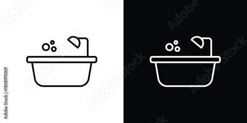 Bathtube icon in line design. Editable stroke icon.