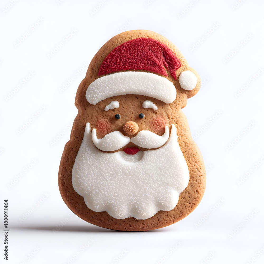 Fototapeta premium Delicious and festive Santa-shaped cookie, perfect for celebrating the holiday season with friends and family.
