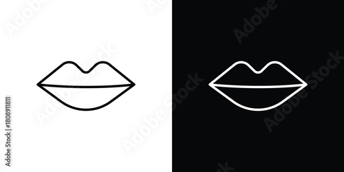 Big lips icon in line design. Editable stroke icon.