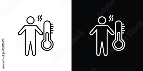 Body temperature icon in line design. Editable stroke icon.