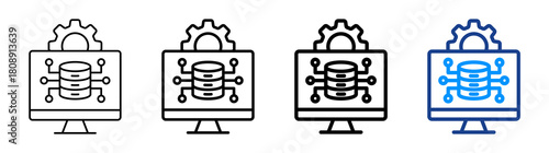 Data Stream Icon Different Style Outline Collection Set