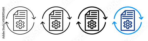 Batch Processing Icon Different Style Outline Collection Set