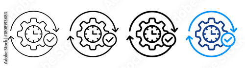 Real Time Processing Icon Different Style Outline Collection Set