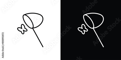 Butterfly catcher icon in line design. Editable stroke icon.