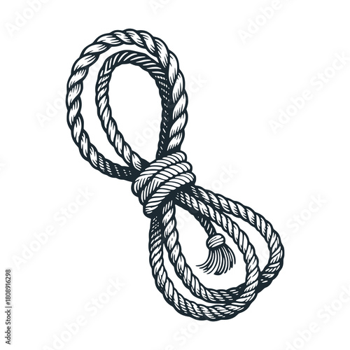 Fiber Rope – Black and White Icon Vector and Illustration