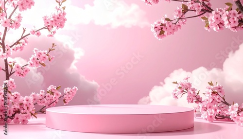 Blossoming pink stand serene backdrop