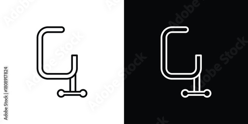 Clamp icon in line design. Editable stroke icon.