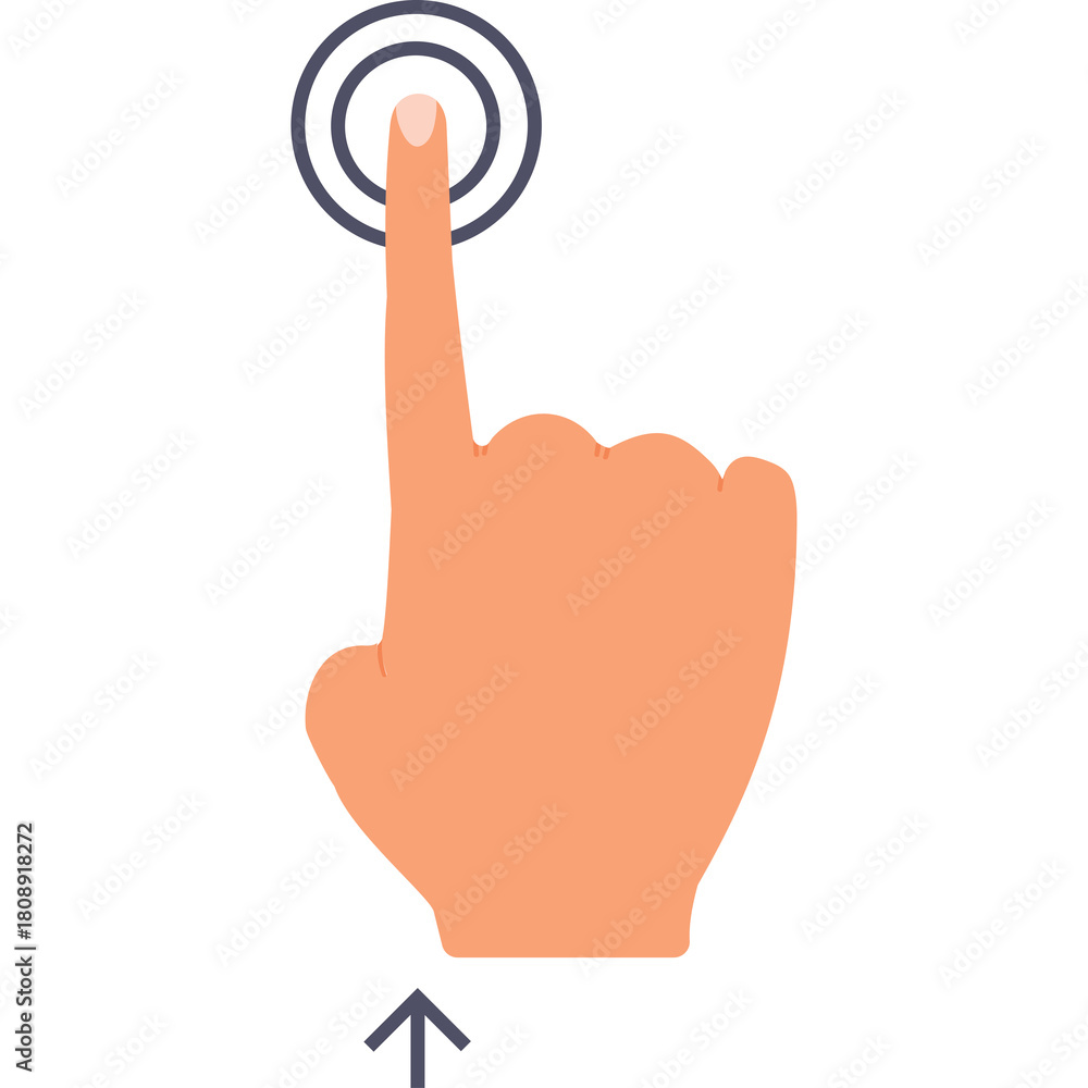 Obraz premium Human finger pressing circular button icon for digital interface and interaction with transparent background illustration