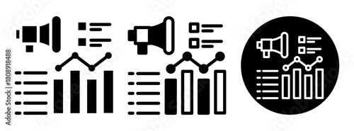 Marketing Metrics Icon Collection Glyph & Mixed Style
