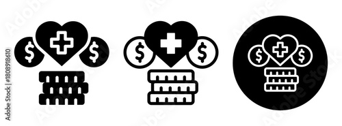 Health Budget Icon Collection Glyph & Mixed Style