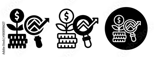 Investment Tracking Icon Collection Glyph & Mixed Style