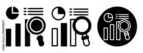 Statistical Analysis Icon Collection Glyph & Mixed Style