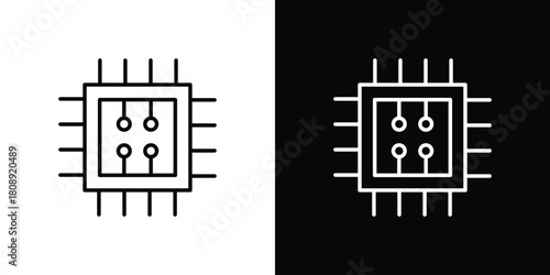 Computer microchip icon in line design. Editable stroke icon.
