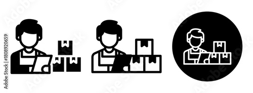 Checking Goods Icon Collection Glyph & Mixed Style