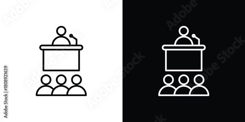 Convention icon in line design. Editable stroke icon.