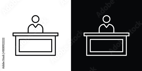 Court trial icon in line design. Editable stroke icon.