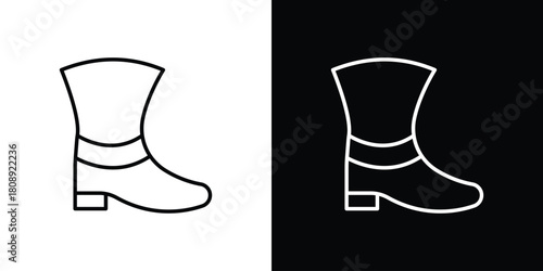 Cowboy Boot icon in line design. Editable stroke icon.