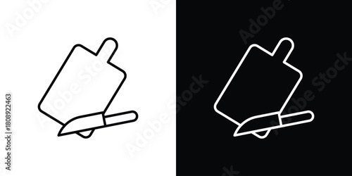 Cutting board icon in line design. Editable stroke icon.
