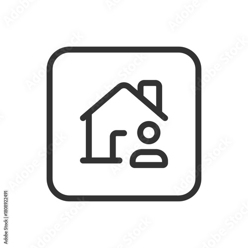 Real Estate Home House Big Customer line icon – house with large person or VIP user outline vector for high-value client, luxury property buyer, premium real estate service UI