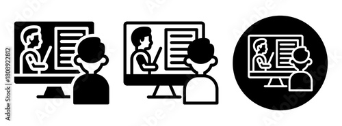 Online Teaching Icon Collection Glyph & Mixed Style