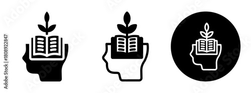 Knowledge Growth Icon Collection Glyph & Mixed Style