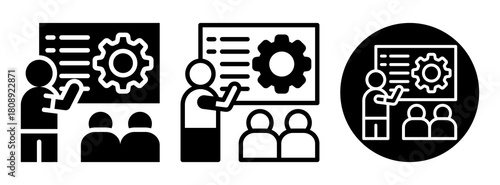 Training Program Icon Collection Glyph & Mixed Style