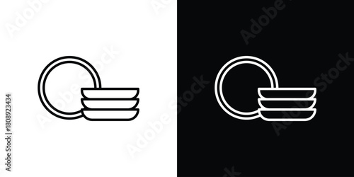 Dishes icon in line design. Editable stroke icon.