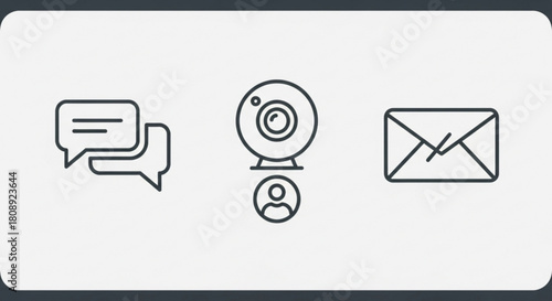 Communication tools icon set message webcam and email for digital connection and online interaction use case