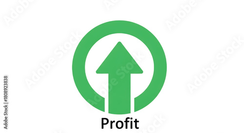Green upward arrow inside a circle symbolizing profit growth and success